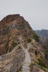 Rugged Mountain Trail Along a Rocky Ridge
