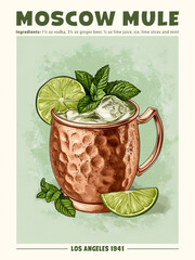 Moscow Mule Cocktail Exhibition Poster Los Angeles 1941