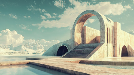 Naklejka premium the cuntry, generative ai, landscape, architecture, curtoone, chasny house, background, art nouveau, city, skyline, skyscraper, building, water, lake, nature, autumn, river, sky, tree, reflection,