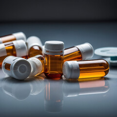 Capsules pills, medicine bottle with pills