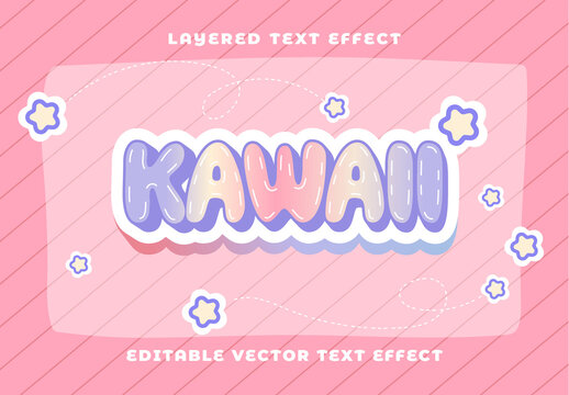 Colorful Pastel Kawaii Font Cute Bubble Cartoon Text Effect