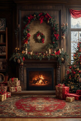 Fototapeta premium Christmas frame wallpaper, background