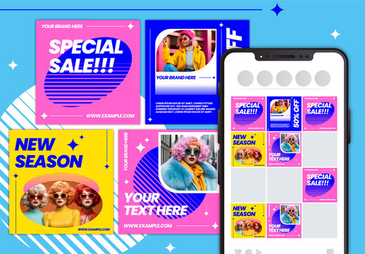 Bright and Bold Fashion Sale Social Media Vibrant Instagram Post Template