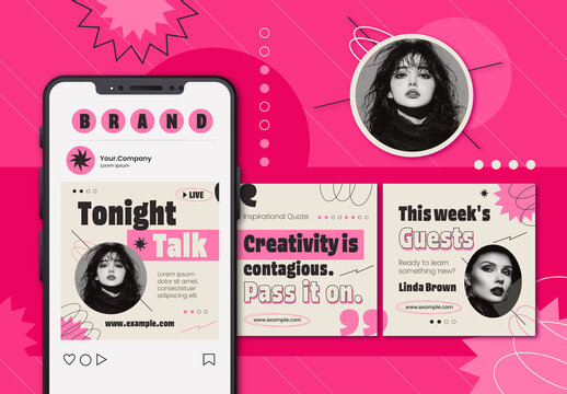 Pink And Beige Podcast Promotion Modern Minimalist Social Media Posts