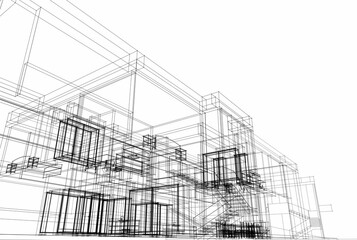 House building sketch architecture 3d rendering