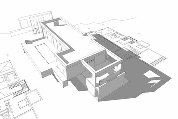 House building sketch architecture 3d rendering