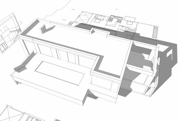 House building sketch architecture 3d rendering