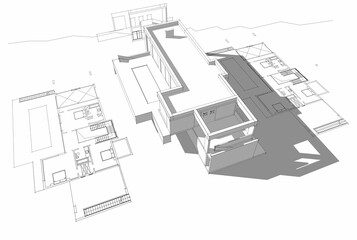 House building sketch architecture 3d rendering