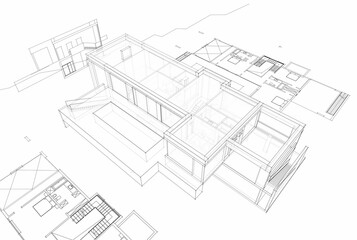 House building sketch architecture 3d rendering