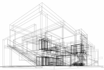 House building sketch architecture 3d rendering