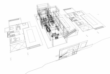 House building sketch architecture 3d rendering