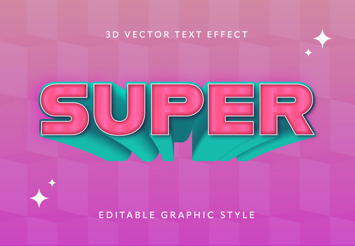 Pink and Teal Retro Font 3D Superhero Layered Text Effect