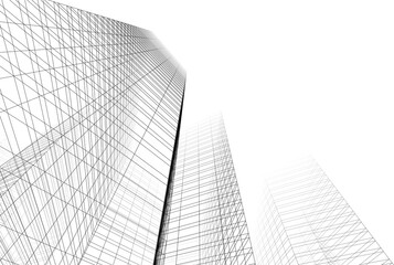 Fototapeta premium Sketch of a city 3d rendering