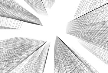 Fototapeta premium Sketch of a city 3d rendering