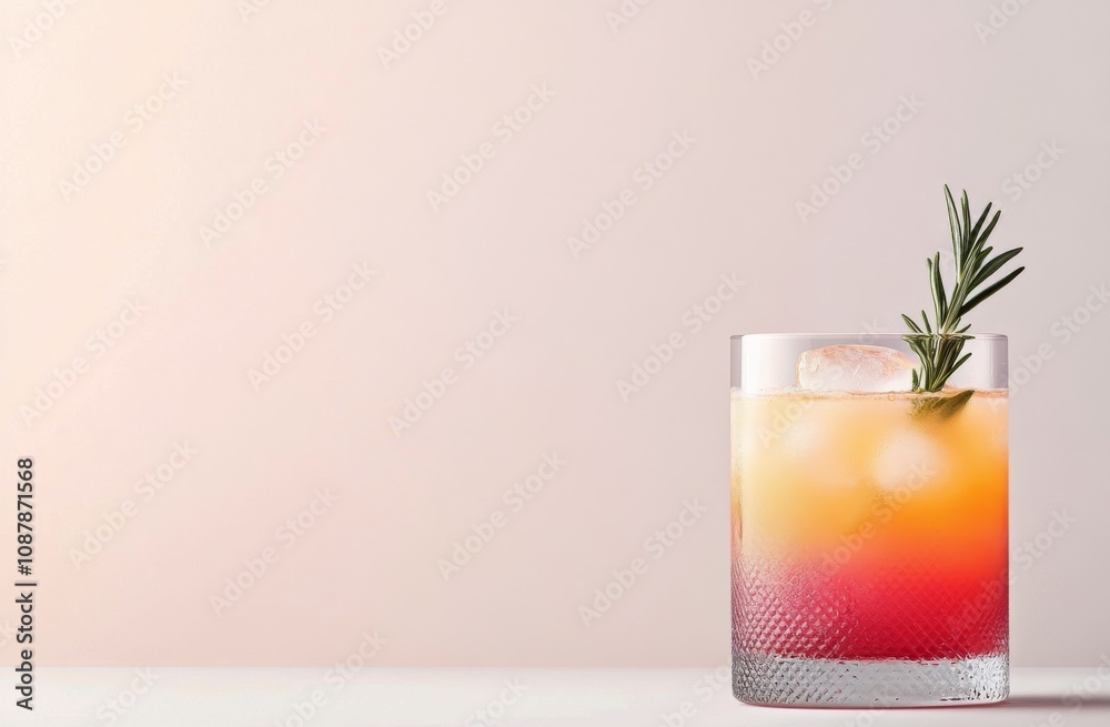 Wall mural Refreshing cocktail with a citrus twist served on a marble countertop in a bright setting