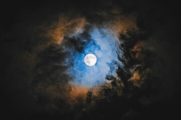 Full moon and clouds