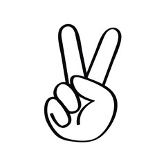 Peace sign hand line icon. Clipart image isolated on white background.