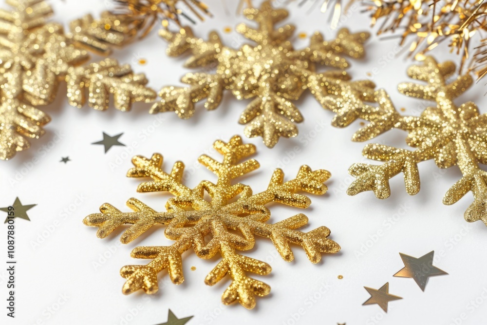 Poster a detailed view of a single snowflake on a flat surface, perfect for winter or holiday-themed projec