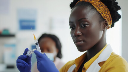 Healthcare professional preparing injection in medical setting