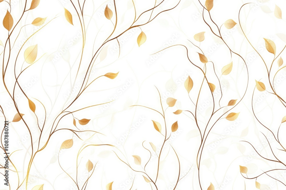 Poster a beautiful design featuring a white background with scattered golden leaves, perfect for decorating