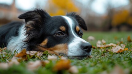 Fototapeta premium A furry friend relaxing outdoors