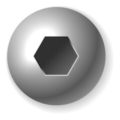 Screw cap top view with realistic hexagonal socket