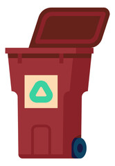 Red recycling bin. Disposal container. Dumpster color icon