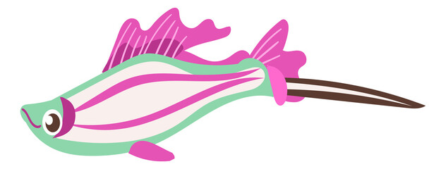 Swordtail tropical fish cartoon icon. Aquatic fauna