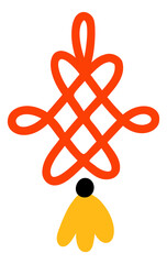 Red knot charm. Traditional asian rope icon