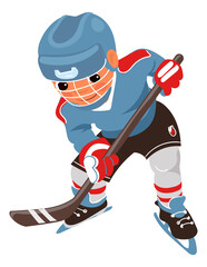 Obraz premium Hockey player cartoon character. Sport kid icon