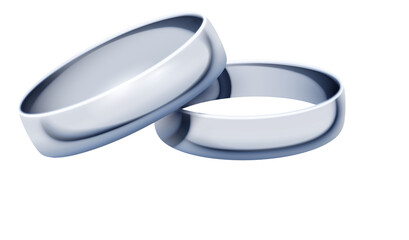 Couple rings. Silver marriage jewelry realistic mockup