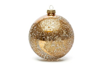 A single golden ornament against a pure white background, suitable for holiday and seasonal designs