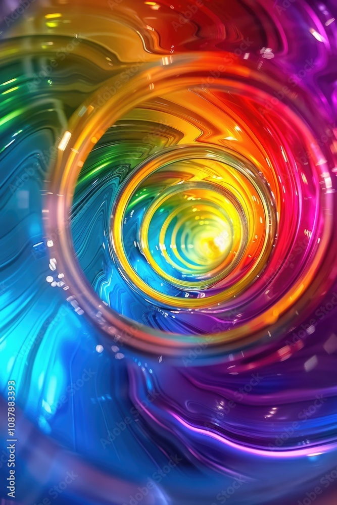 Poster a close-up shot of a colorful swirl inside a glass container