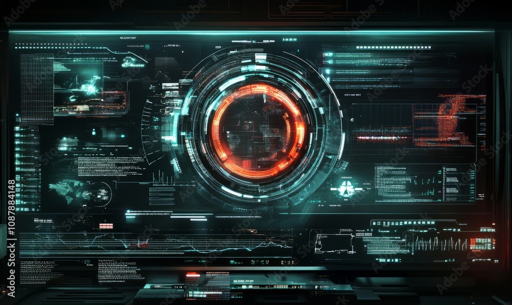 Wall mural digital interface: a futuristic visualization of data and technology
