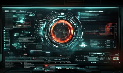 Obraz premium Digital Interface: A Futuristic Visualization of Data and Technology