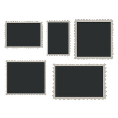 Blank photo card frame, film set. Retro vintage photography. Template or mockup for design. Vintage Photographs