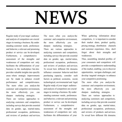 Newspaper article. Title News and text on white background