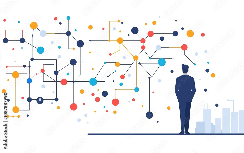 Poster exploring data visualization concepts with abstract patterns and modern design elements