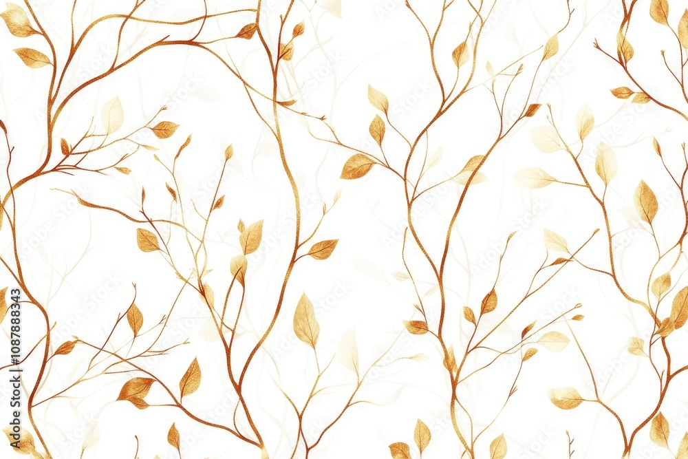 Poster pattern of leaves and branches on a white background