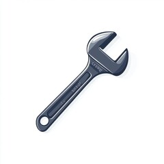 Close-up of a shiny metal adjustable wrench on a white background.
