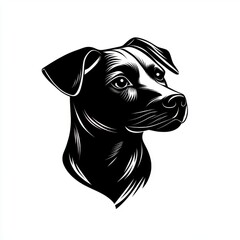 Fototapeta premium Stylized black and white illustration of a dog's head, showcasing its attentive expression and sleek features.