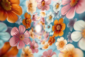 Obraz premium A bouquet of colorful flowers suspended in mid-air, perfect for decoration or illustration