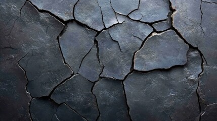 Obraz premium Cracked dark stone surface texture.