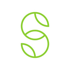 Letter S leaf minimal line logo design