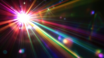 A single bright light shining brightly on a black background