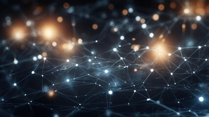  An abstract background representing a digital network with interconnected lines and nodes. 