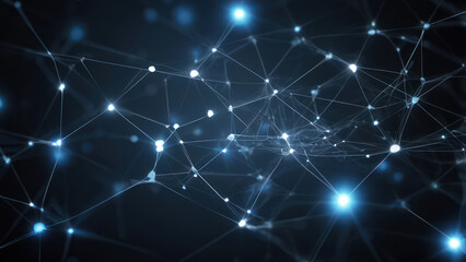  An abstract background representing a digital network with interconnected lines and nodes. 