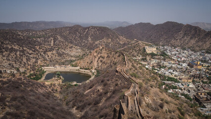 The architecture of Amber Palace near Jaipur in India