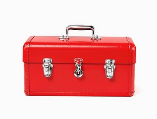 red suitcase isolated on white