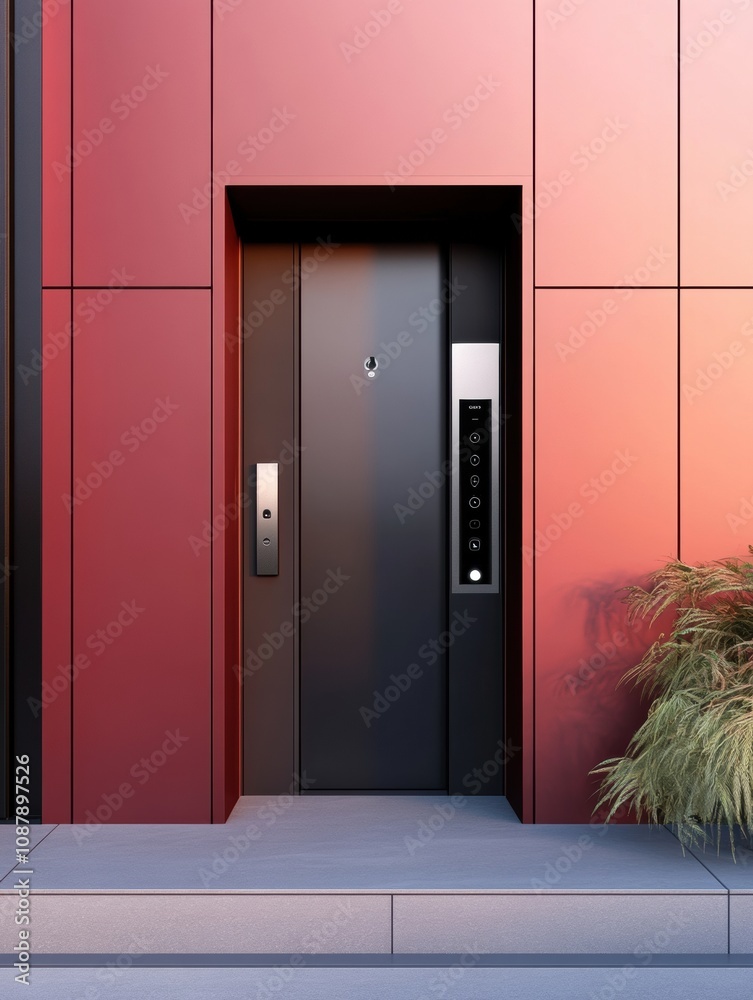 Fototapete this high-tech entrance showcases advanced security features like smart cameras, motion sensors, and